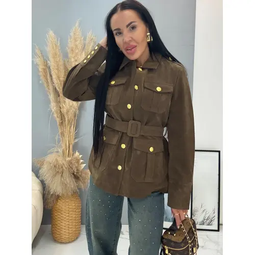 Velúrová bunda s opaskom LAMISA veľkosť: M/L