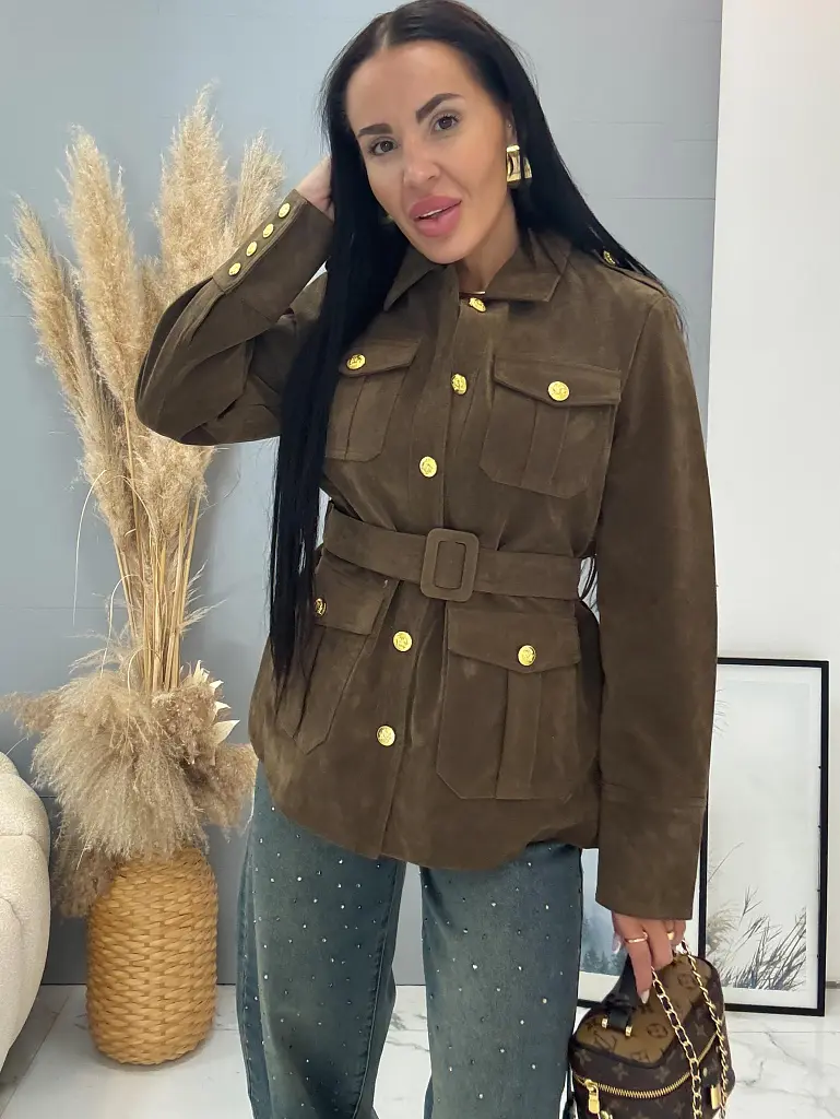 Velúrová bunda s opaskom LAMISA