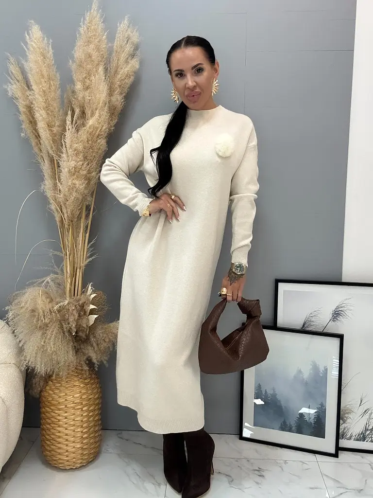 Dlhé pletené šaty s ozdobou ANEKA - next