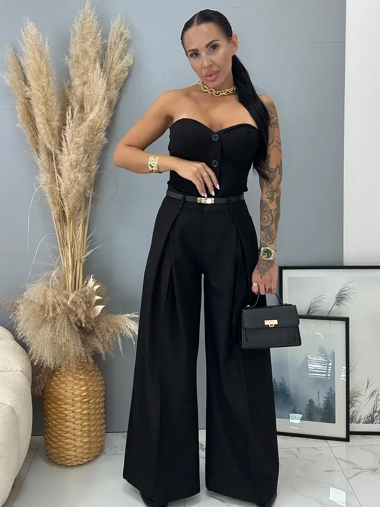 Čierne nohavice wide-leg VAIDA