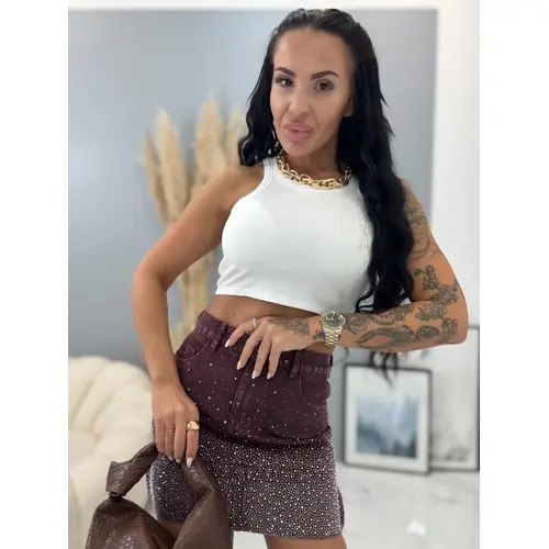 Biely rebrovaný crop-top AUDRY veľkosť: S/M