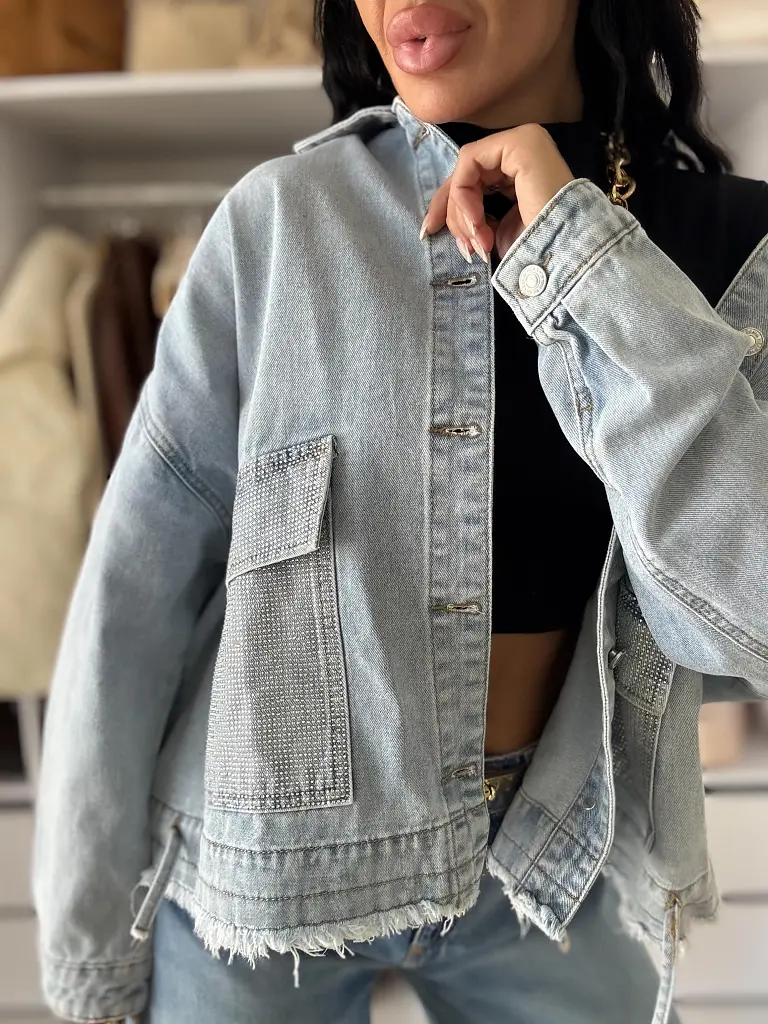 Dámsky denim kabát s kamienkami CELESTE - next