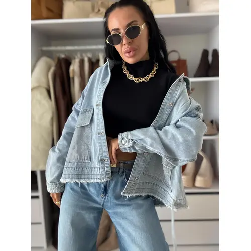 Dámsky denim kabát s kamienkami CELESTE veľkosť: S