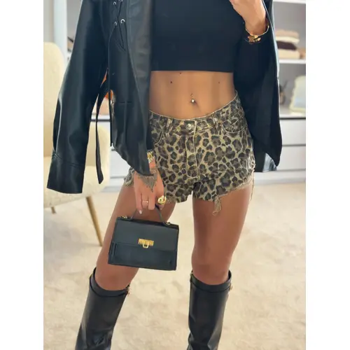 Denim šortky s leopardím vzorom HEATHER veľkosť: M