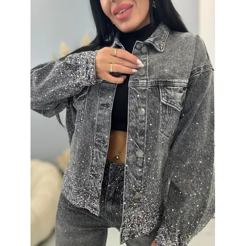 Dámska denim bunda s kamienkami SHELBY veľkosť: L Dámska denim bunda s kamienkami SHELBY veľkosť: L