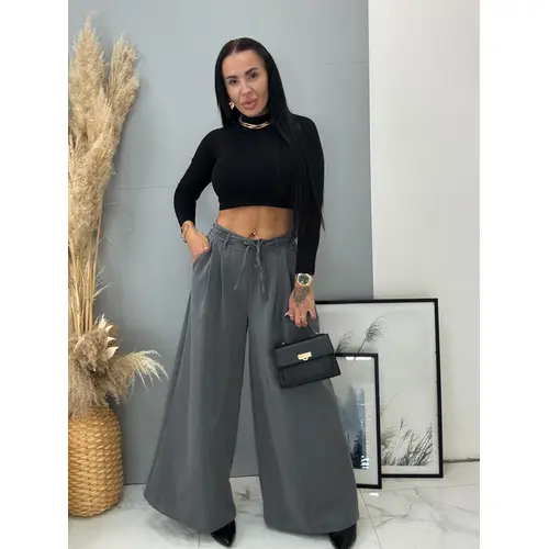 Šedé wide-leg nohavice s opaskom PARINA veľkosť: one size