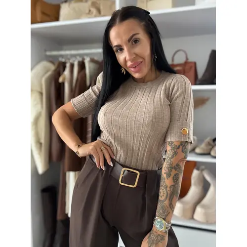Vrúbkovaný pulóver so zlatými ozdobami DZINA veľkosť: one size