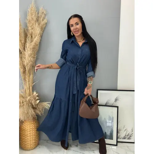 Dlhé denim šaty na gombíky MENOLA veľkosť: one size