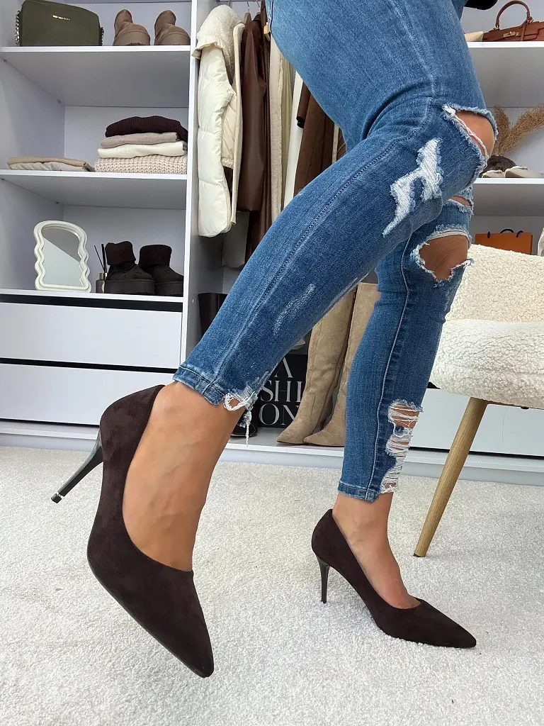 Semišové hnedé lodičky BERNISS