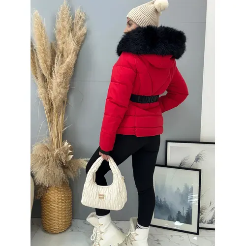 Bunda s kožušinou a opaskom MILLIE veľkosť: XL