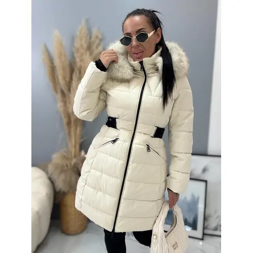 Dlhá bunda s kožušinou a kapucňou EMALIA veľkosť: L