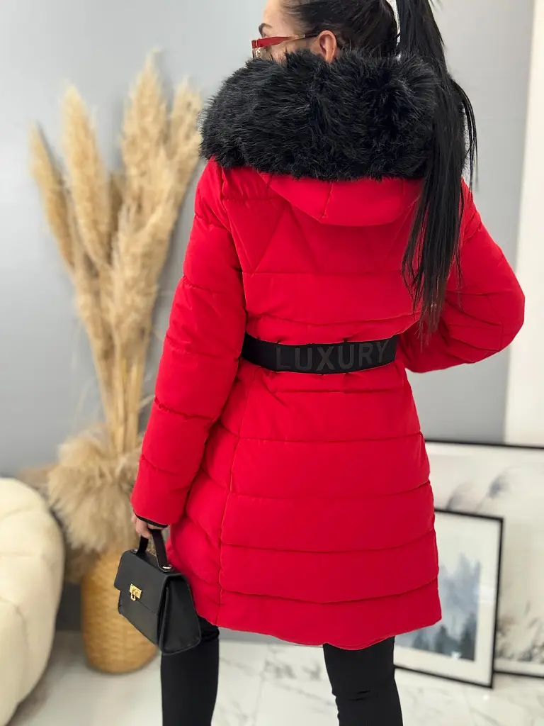 Dlhá bunda s kožušinou a kapucňou  EMALIA - next