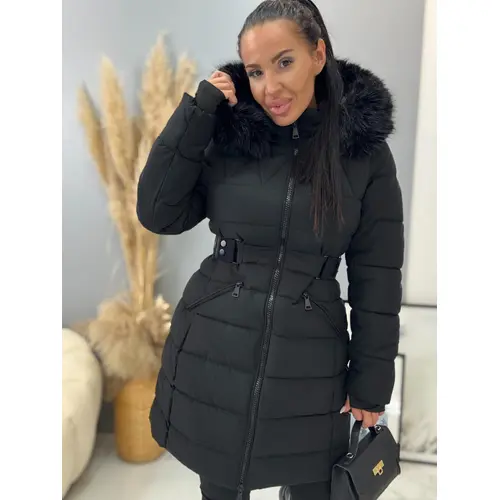 Dlhá bunda s kožušinou a kapucňou EMALIA veľkosť: L