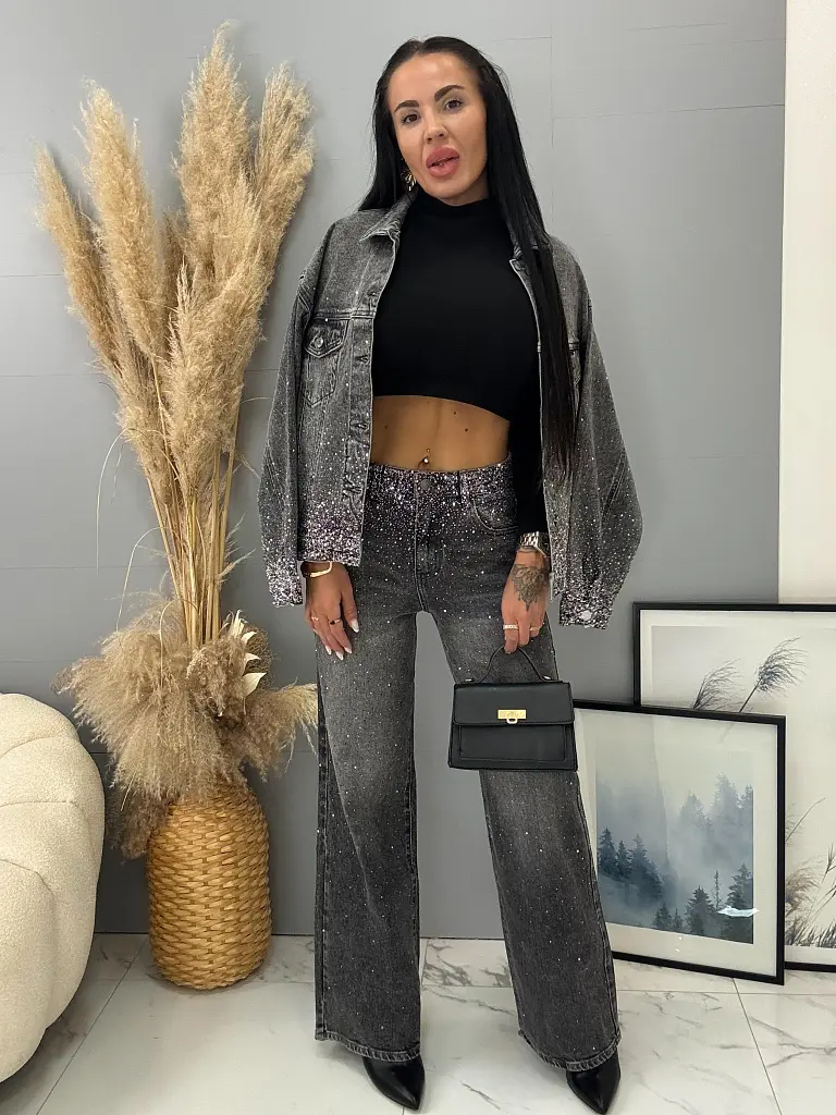 Wide-leg rifle s kamienkami SHELBY