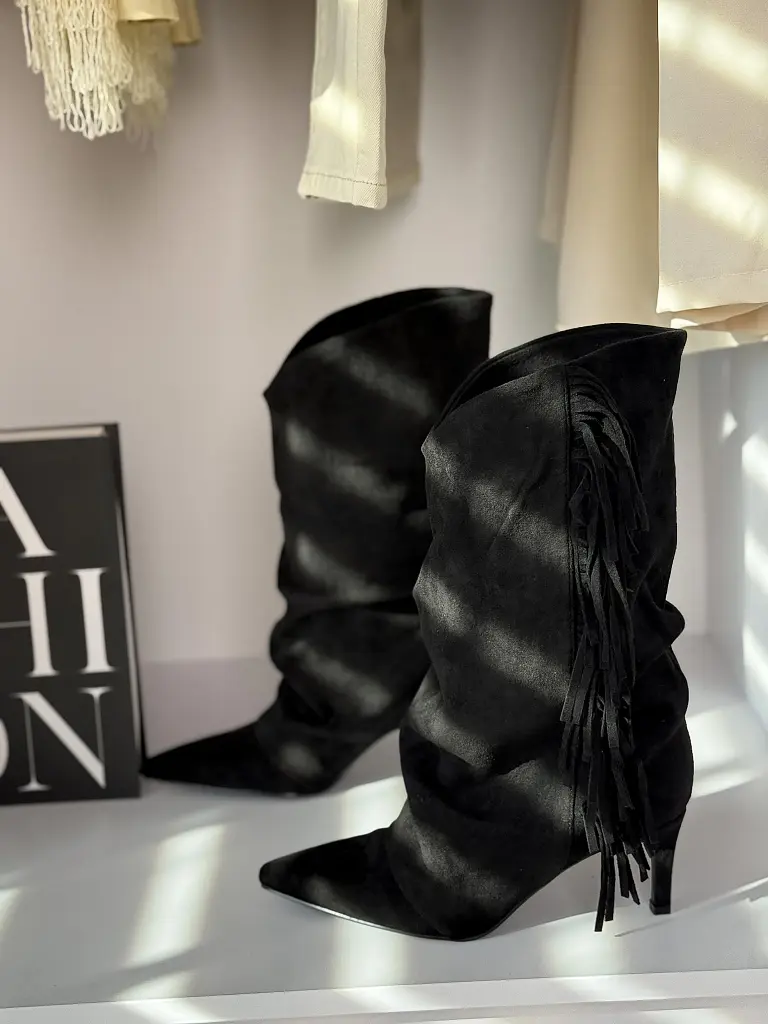 Semišové vysoké čižmy DINAY- - next