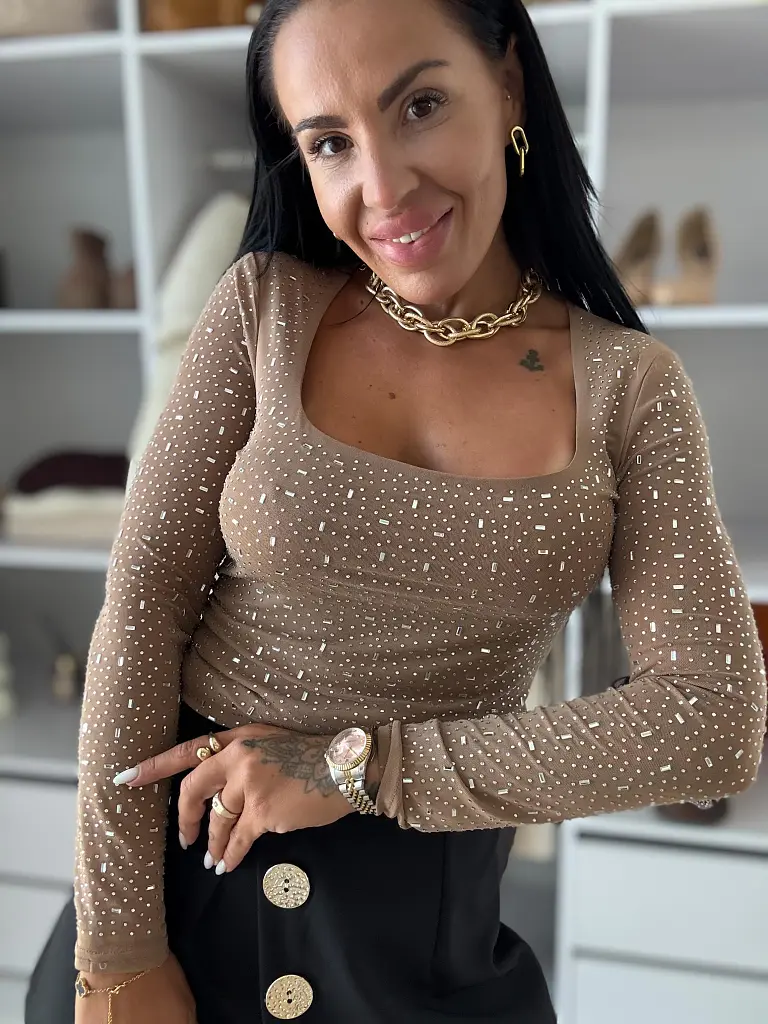 Šifónové tričko s kamienkami SHARITA