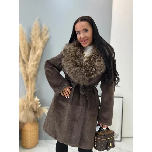 Kožušinová bunda s opaskom BRENIA veľkosť: M/L