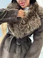 Kožušinová bunda s opaskom BRENIA