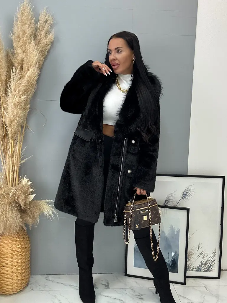 Kožušinová bunda s opaskom BRENIA - next