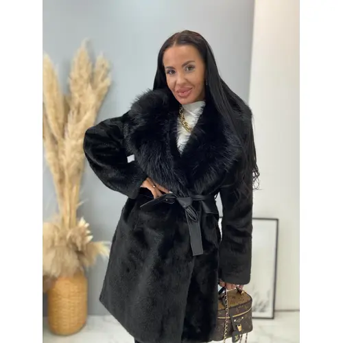 Kožušinová bunda s opaskom BRENIA veľkosť: S/M