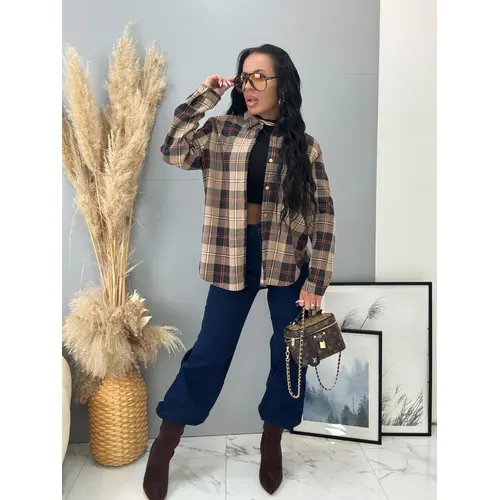 Asymetrická károvaná košeľa CYRENE veľkosť: one size