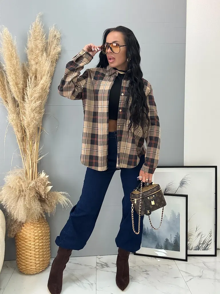 Asymetrická károvaná košeľa CYRENE