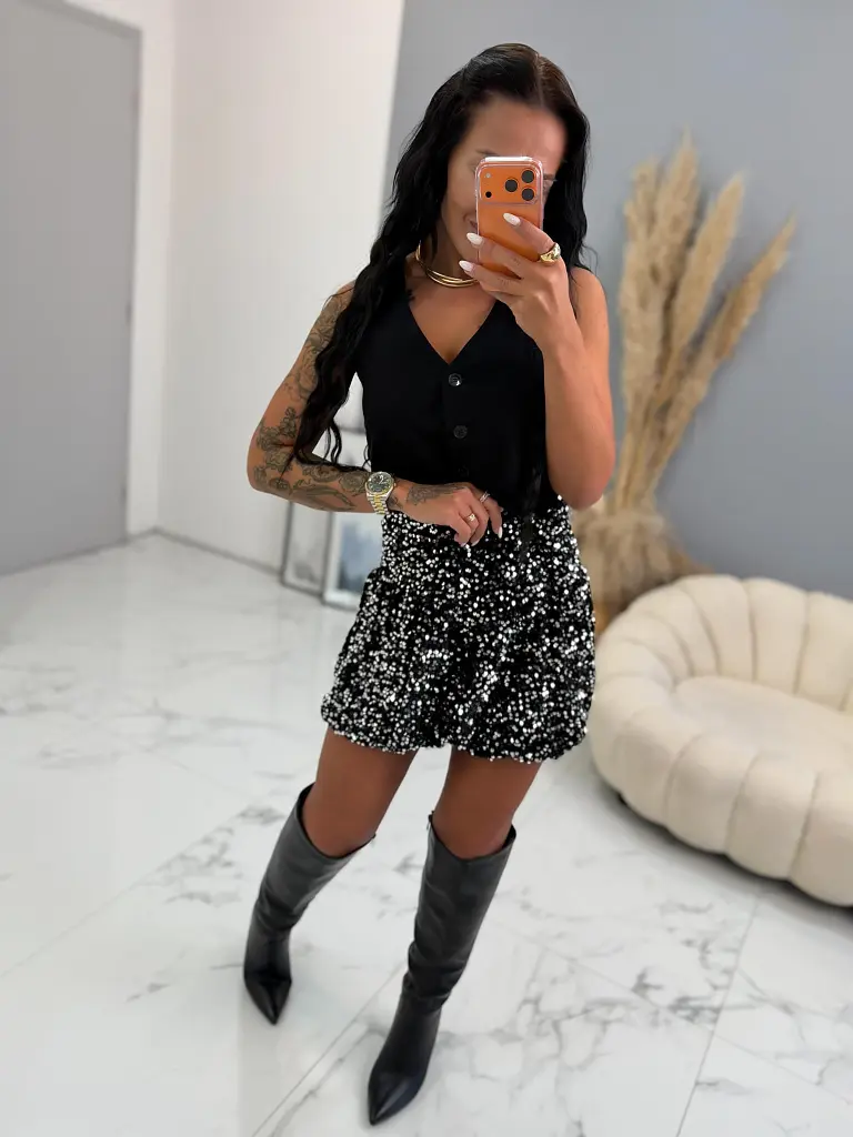 Balónová velvet sukňa zdobená flitrami BRANDY+