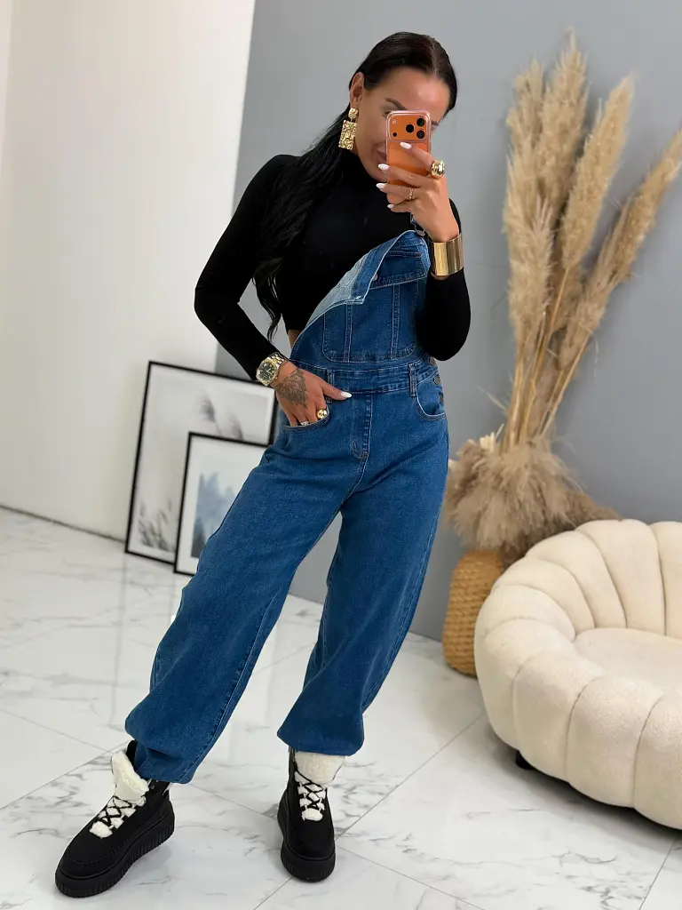 Modré wide-leg rifle na traky CLYRA