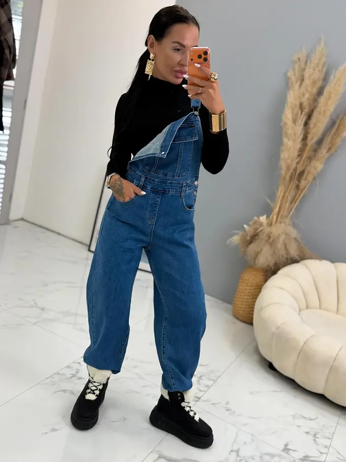 Modré wide-leg rifle na traky CLYRA