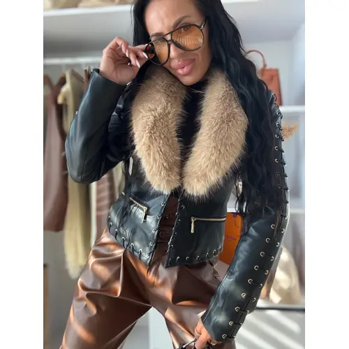 Kožená bunda s kožušinou MELISSA veľkosť: L