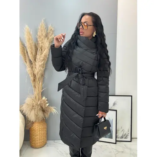 Štepovaná bunda s kapucňou a opaskom ARIAH veľkosť: XXL