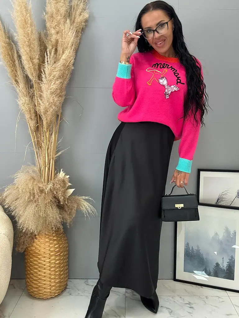 Fuksiový pulóver zdobený flitrami CASPIA+ - next