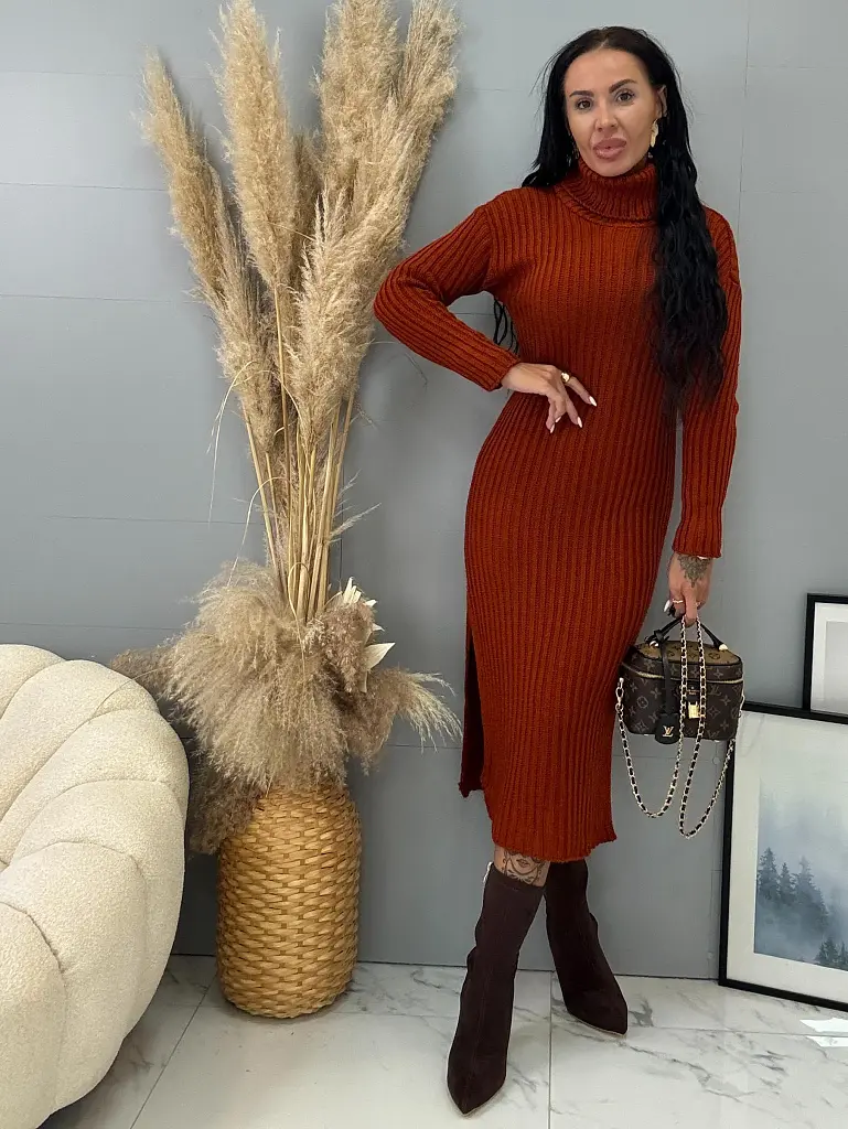 Dlhé pletené rolákové šaty NEVYNA+