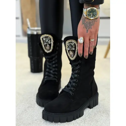 Šnúrovacie čižmy zdobené kamienkami MISENA veľkosť: 37