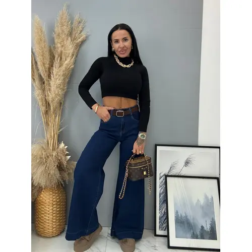 Wide-leg rifle s vysokým pásom a opaskom veľkosť: L