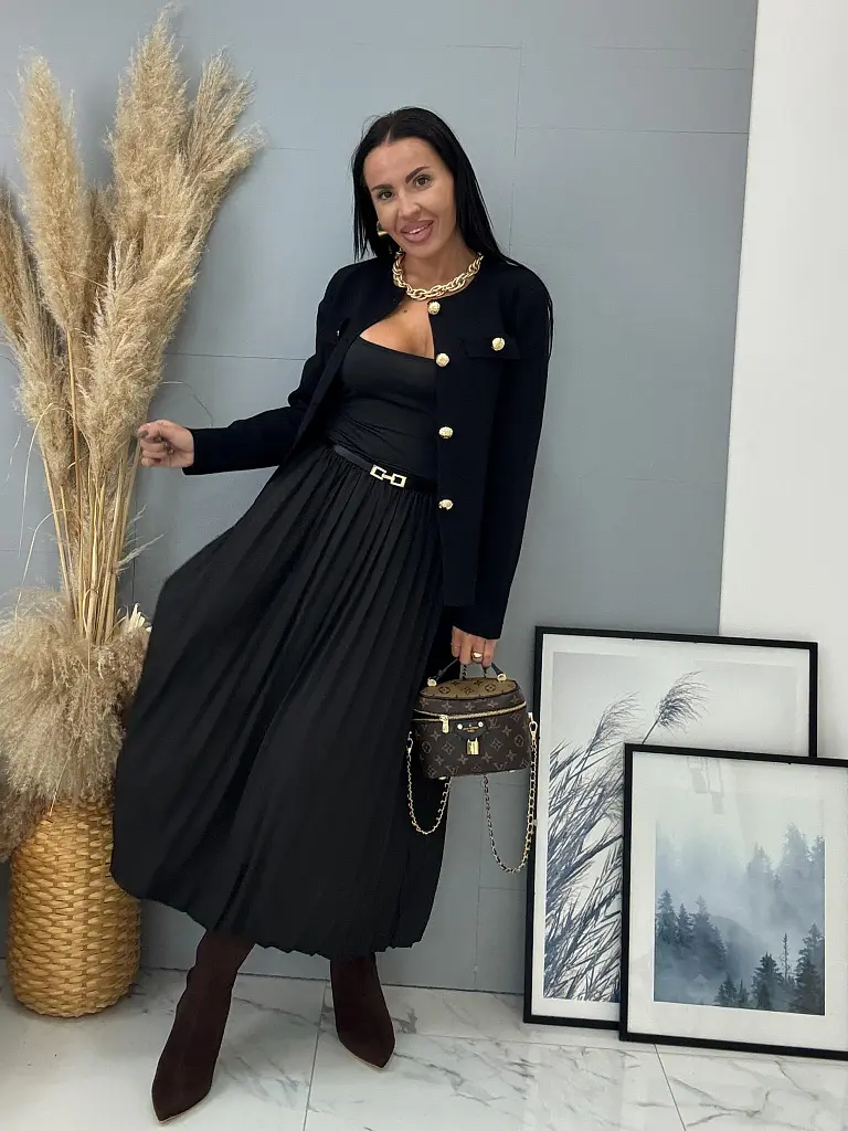 Komplet šaty s kardigánom a opaskom LUMAYA