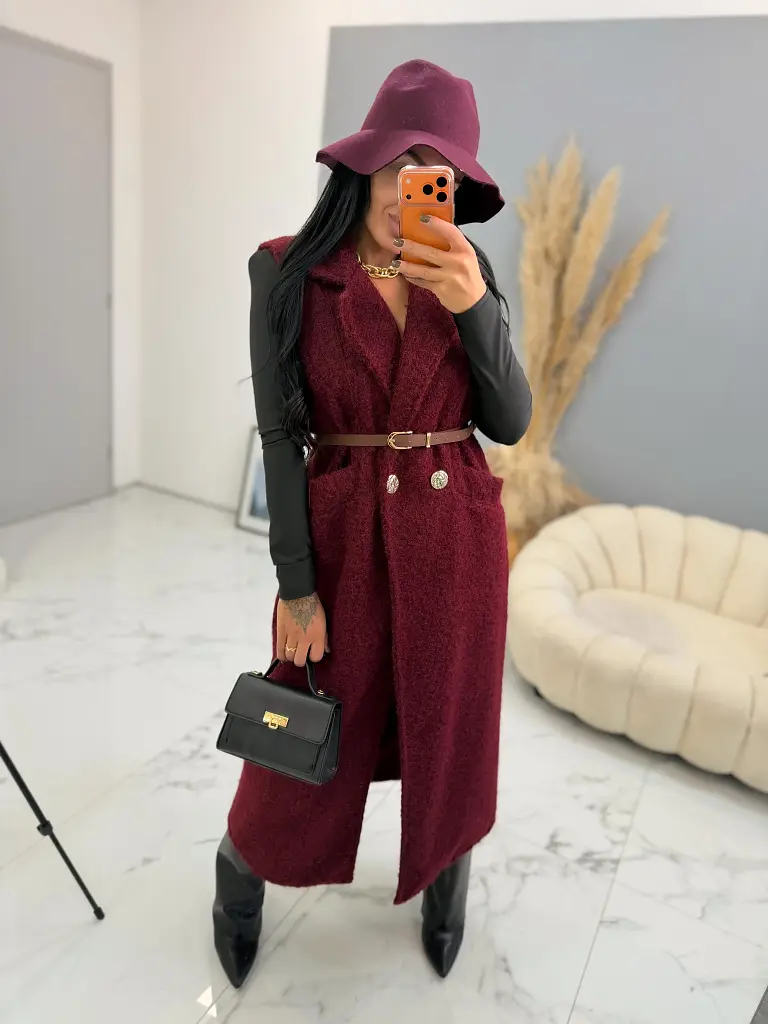 Dlhá uzlíková vesta s opaskom BERTIE - next