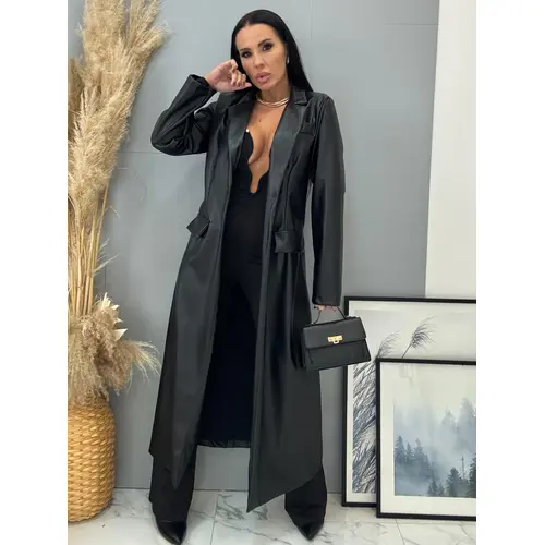 Dlhý koženkový kabát SAVIRA veľkosť: one size Dlhý koženkový kabát SAVIRA veľkosť: one size