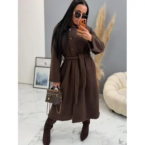 Hnedý kabát s opaskom SNUVIA veľkosť: one size