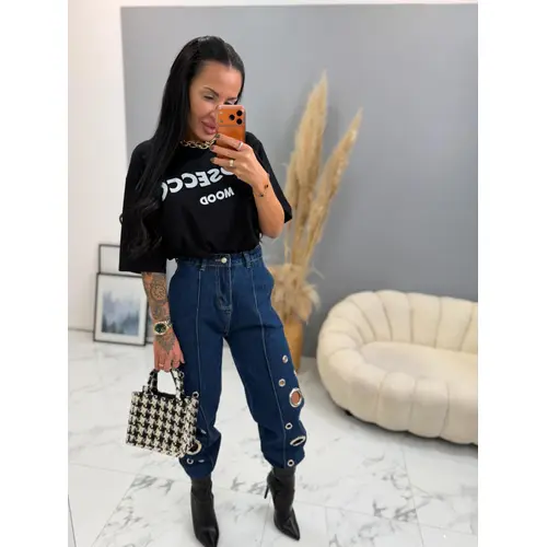 Rifle s vysokým pásom so striebornými detailmi veľkosť: L