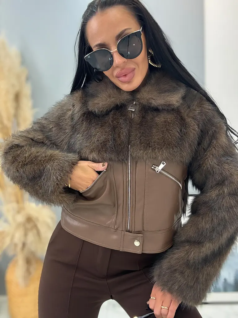 Kožená bunda s kožušinou RAMEE