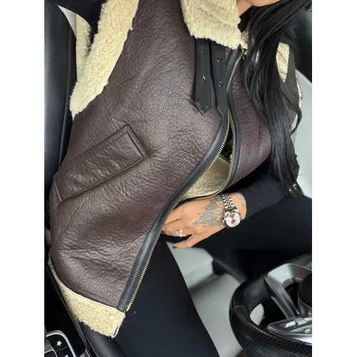 Hnedá zateplená vesta VEYRA veľkosť: L Hnedá zateplená vesta VEYRA veľkosť: L