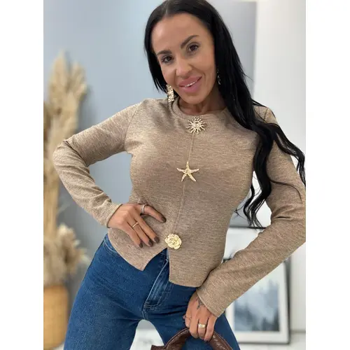 Pulóver so zlatou ozdobou KARMELA veľkosť: one size Pulóver so zlatou ozdobou KARMELA veľkosť: one size