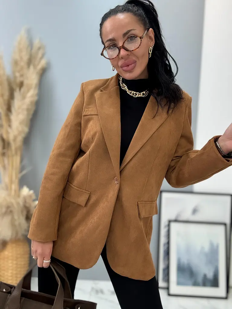 Semišové sako s vypchávkami na ramenách RYLIA - next