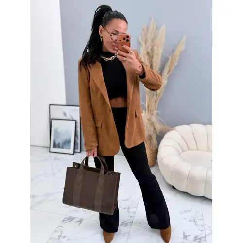 Semišové sako s vypchávkami na ramenách RYLIA veľkosť: one size