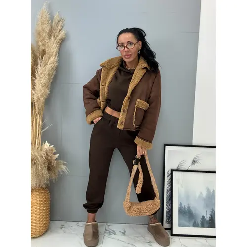 Velúrová bunda s detailmi z kožušiny AMBER veľkosť: 38/M