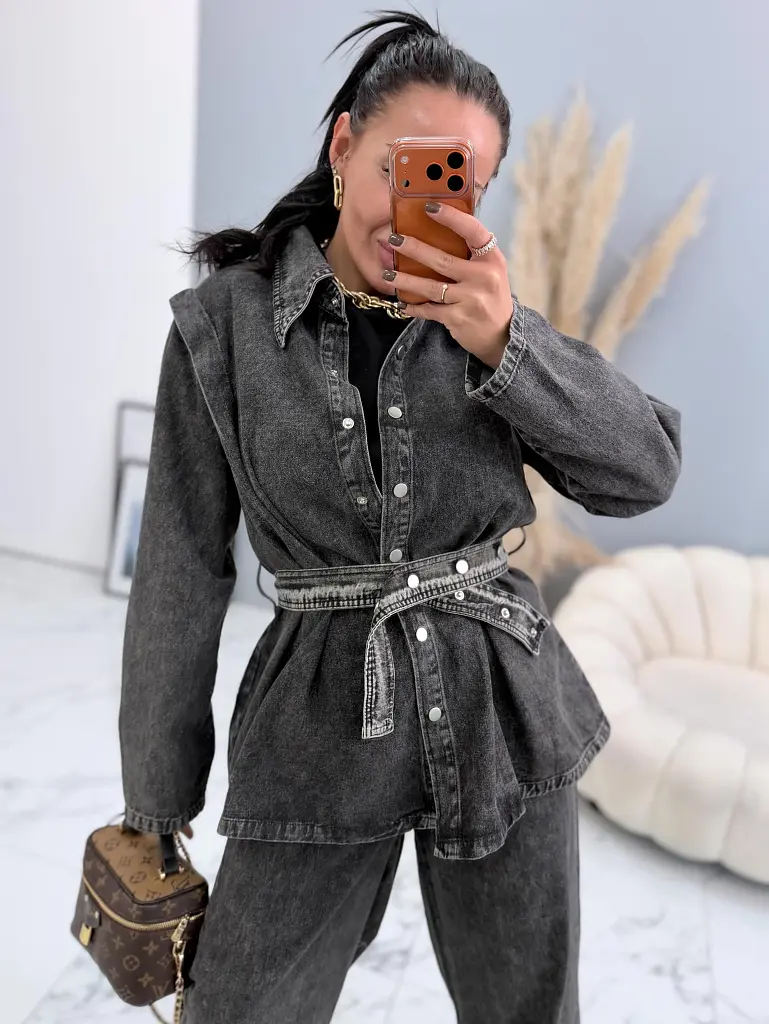 Dvojdielny denim komplet s opaskom SONYA  - next