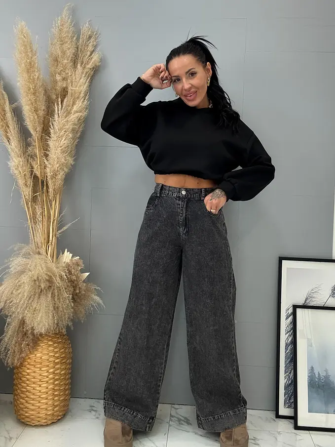 Dvojdielny denim komplet s opaskom SONYA