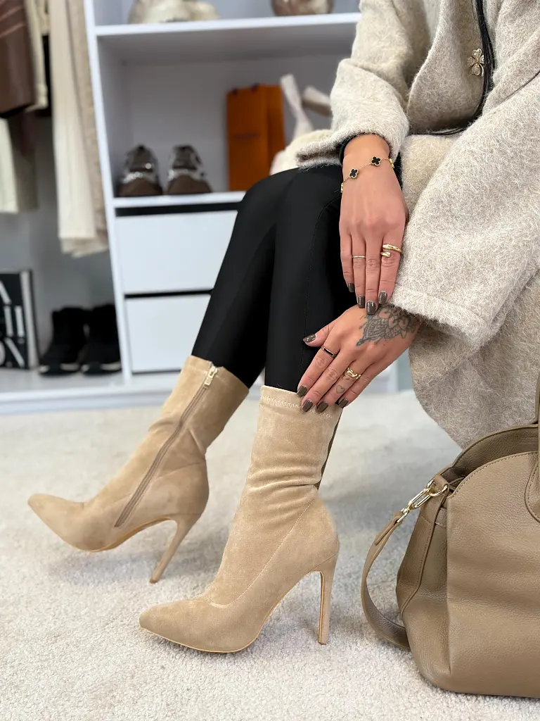 Béžové členkové čižmy ASMA