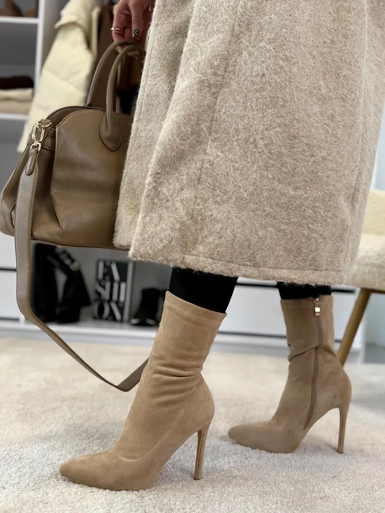 Béžové členkové čižmy ASMA- - next